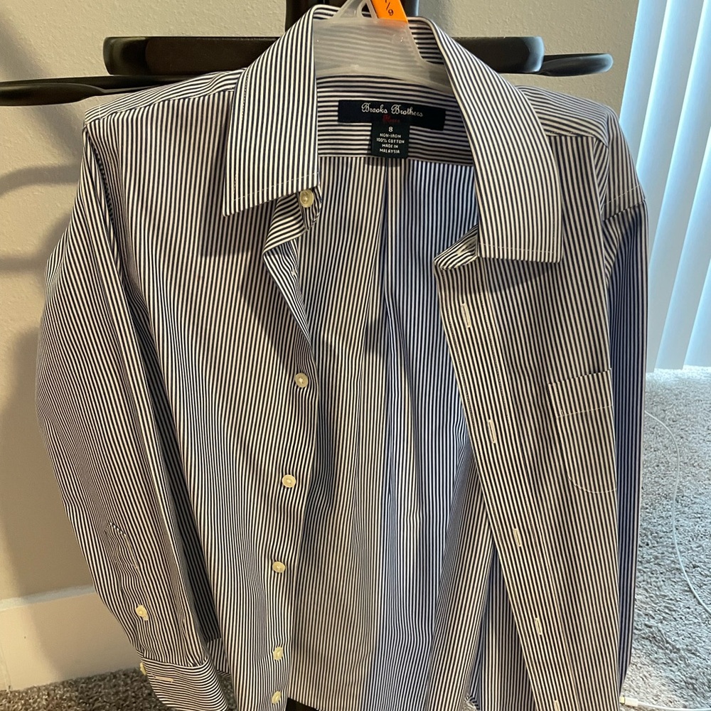 Brooks Brothers Navy and White Striped Shirt
